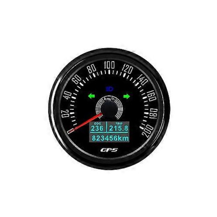 Vitezometru GPS 85mm, 7 culori iluminare, negru, 0-200KMH