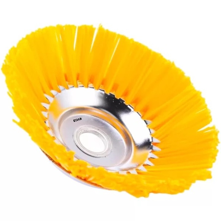 Nylon Kefe Motorkaszához EDAR, 6 hüvelyk (150 mm), Járda, Fugák és Gyomok Tisztító Tartozék, Univerzális Rögzítés, Sárga