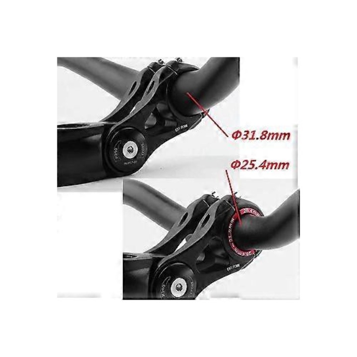 Kerékpár kormányszár adapter 25.4x31.8mm fekete alumínium, 2 db-os szett