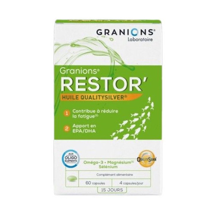 Supliment alimentar cu Omega 3, Magneziu si Seleniu, Restor', Granions, 60 capsule