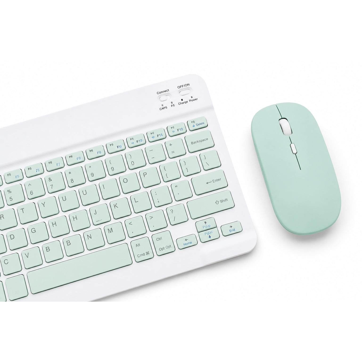 Kit Tastatura + Mouse Wireless Bluetooth Sigloo®, compatibil cu orice tableta, smartphone, laptop, Tv, calculator, Slim, Silentios, Multi-Device (iOS/Android/Windows), Verde