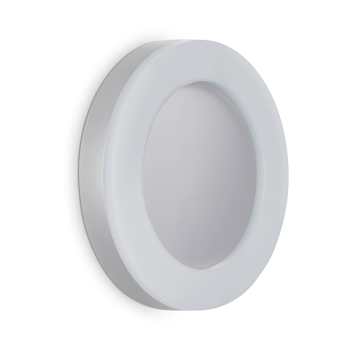 Външна LED лампа, 24W, сребриста, 4000K, IP44, кръгла