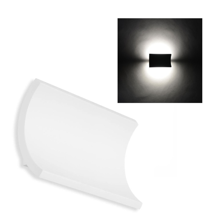 Външна LED лампа 12W бял металик 4000K IP44 компактна