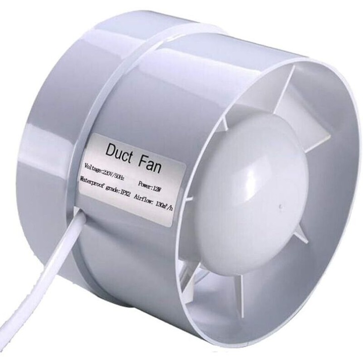 Ventilator evacuare 100mm 12W 130m/h alb