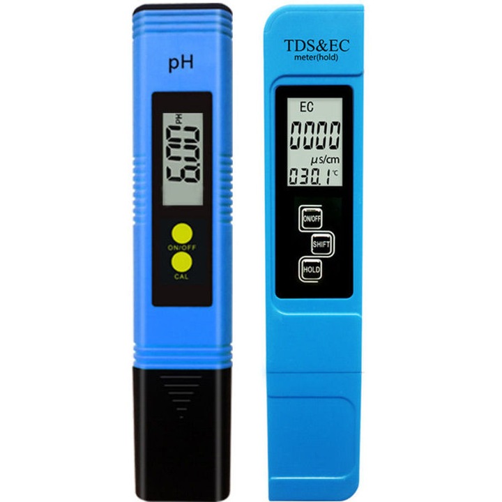 Tester apa pH TDS EC portabil, auto-calibrare, 0-9990 ppm, 0-9990 S/cm