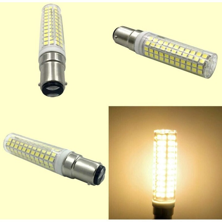 Bec LED 15W, 3000K, BA15D, 3 db-os készlet, meleg fehér, 18x86mm