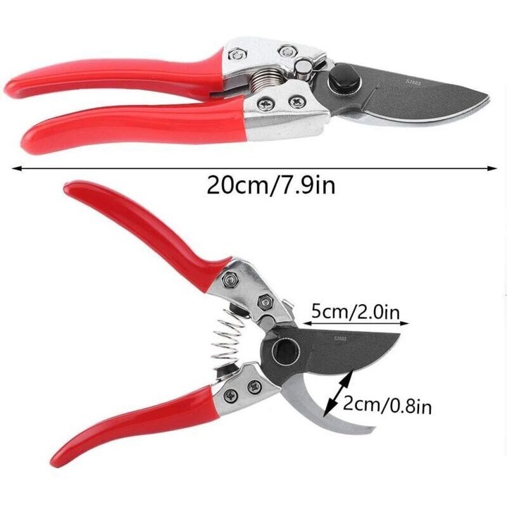 Kerti metszőolló, SK5 acél, ergonomikus, csúszásmentes, 20cm