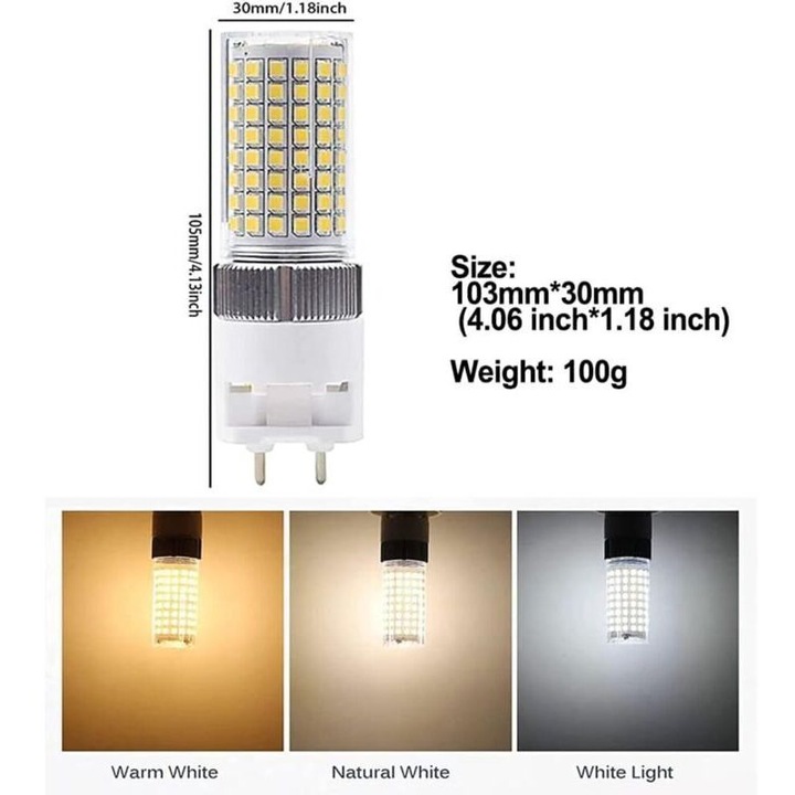 LED крушка G12 16W 4000K 1600lm естествено бяла комплект 4 бр. 10.3x3см
