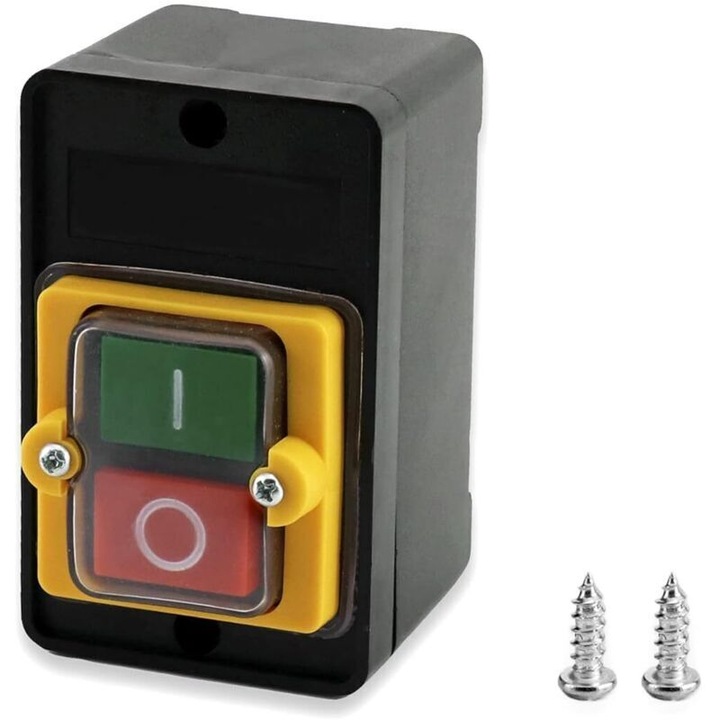 Be/Ki kapcsoló gomb 10A 220V-380V műanyag 90x56x48mm