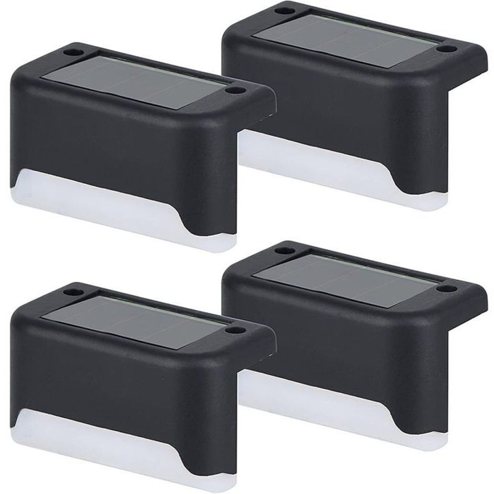 Set 4 lampi solare trepte, alb, rezistent apa, 15x15x5cm