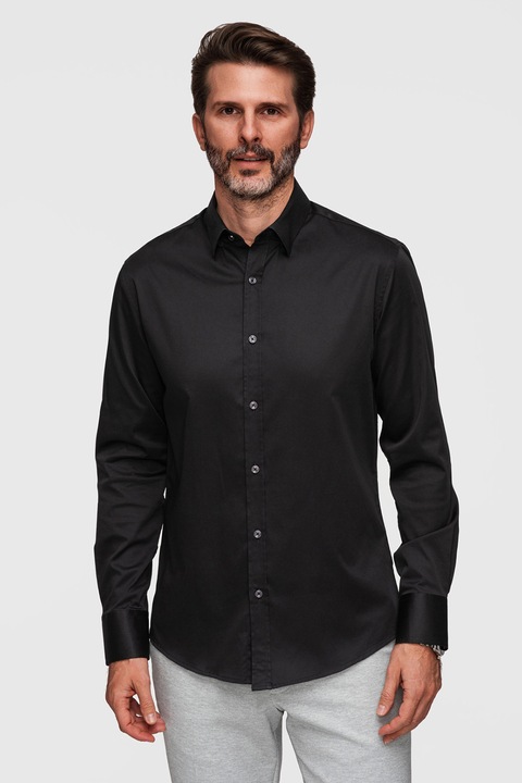OMBRE, Camasa uni din bumbac, Negru