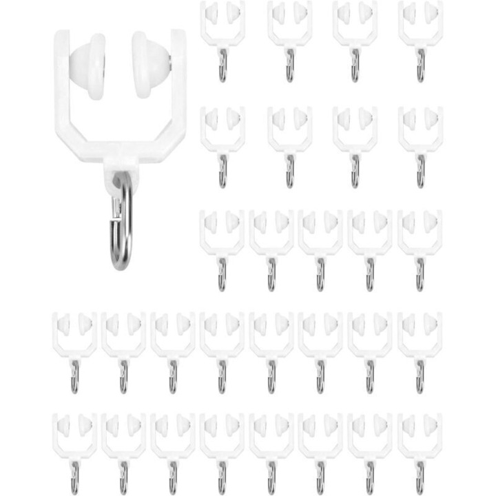 Set 30 accesorii curbat si rulou pentru sine perdele pliabile, alb
