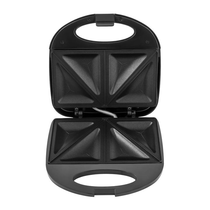Aparat de vafe, Model de masa electric, 900W, Incalzire pe ambele parti, Stecher UE 220–240V, Bakelit si aluminiu, Negru