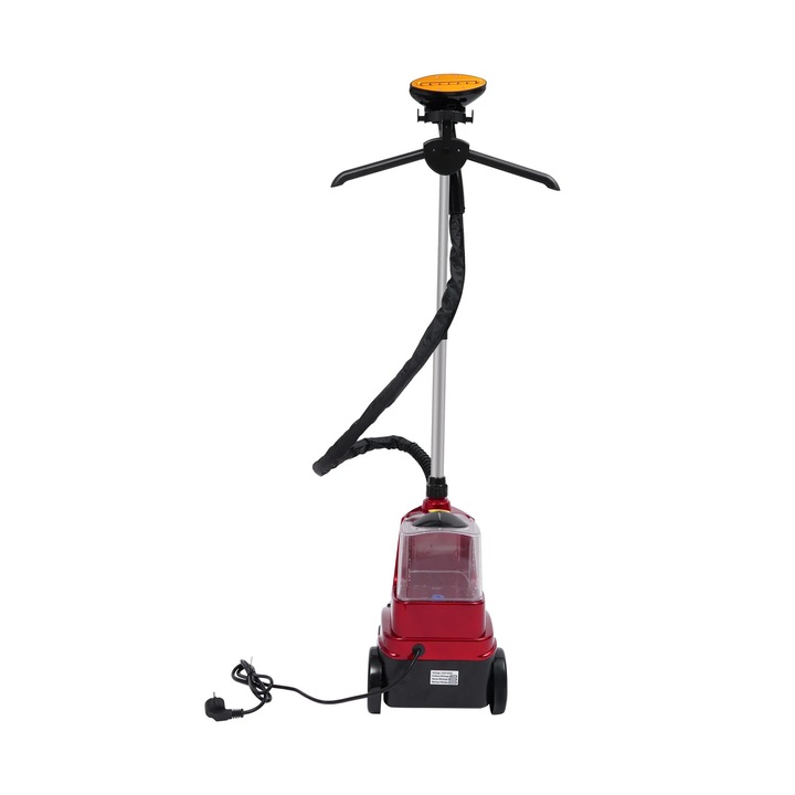 Aburitor vertical pentru haine Corenia QRE-5004565, 2500 W total (putere abur 1600 W), rezervor 3 L, 3 trepte, inaltime reglabila 0,8–1,8 m, rosu
