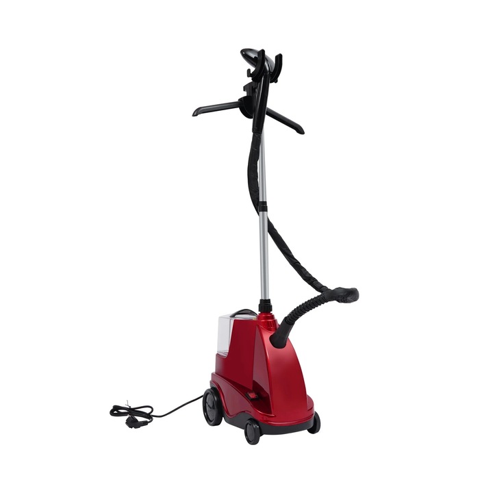Steamer haine, Aburitor vertical, 2500 W, 220 V cu stecar UE, 3 trepte de abur, Rezervor 3 l, Inaltime reglabila, Furtun 1, 6 m, Rosu
