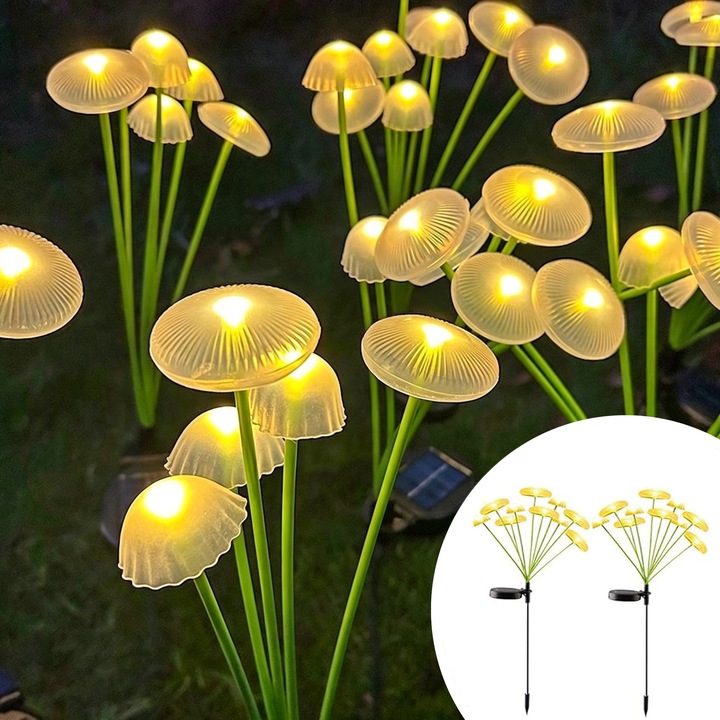 2 db napelemes kerti lámpa csomag, DAHA, 8 LED-es medúza lámpák, Szentjánosbogár effektus, Vízálló, Meleg fehér