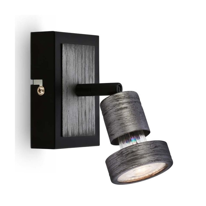 LED аплик, 4,9W, антично сребро, 10x7x8,5см, въртящ се