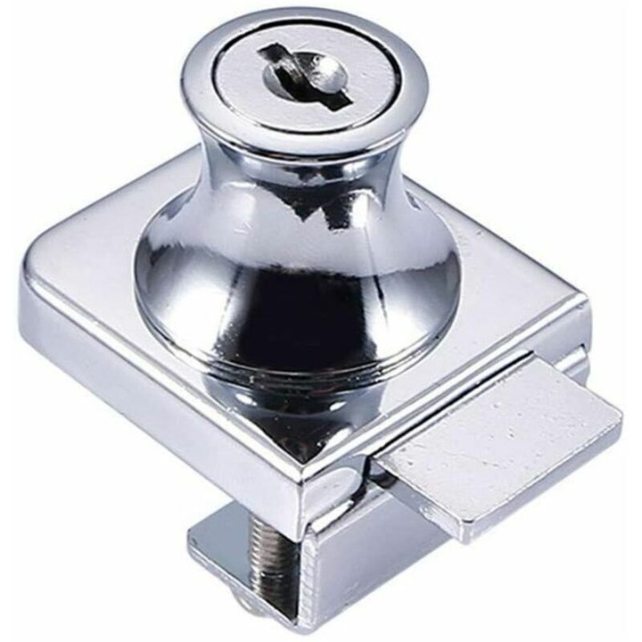Broasca pentru usi din sticla, sistem unic chei, otel cromat, 5-8mm, set cu 2 chei