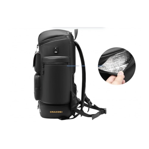 Rucsac Multifunctional Premium, Cracos®, negru, capacitate 30L, 55x31x20 cm, port USB, compartimente separate pentru laptop si Incaltaminte, Impermeabil, ideal pentru calatorii sau activitati zilnice