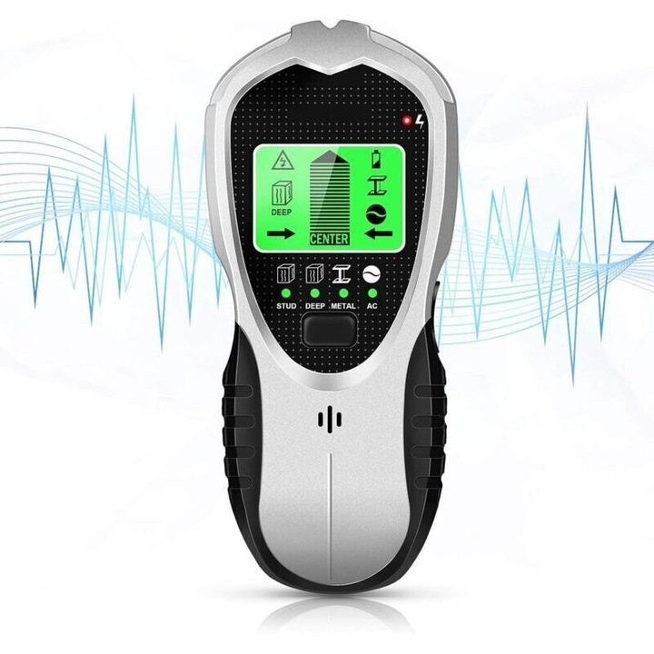 Detector perete 4 in 1, ecran LCD, alarma audio, detectare adanca, metal, cabluri AC