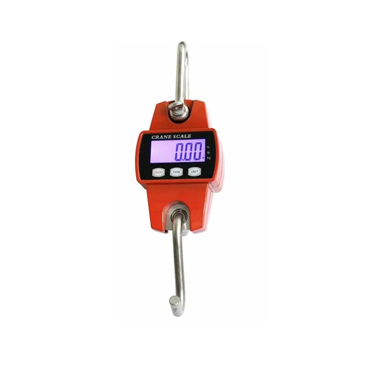 Cantar digital portabil tip macara, Cantar cu Carlig/Bagaje, 300 kg capacitate, Afisaj LCD, Pentru sarcini industriale, Design compact