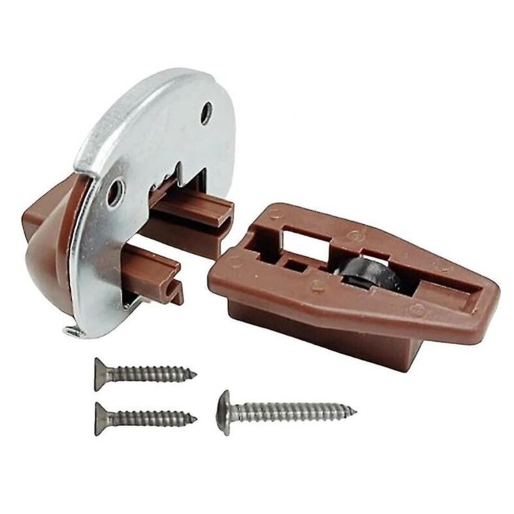 Set 6 ghidaje sertar plastic maro si metal, accesorii mobilier, suruburi incluse