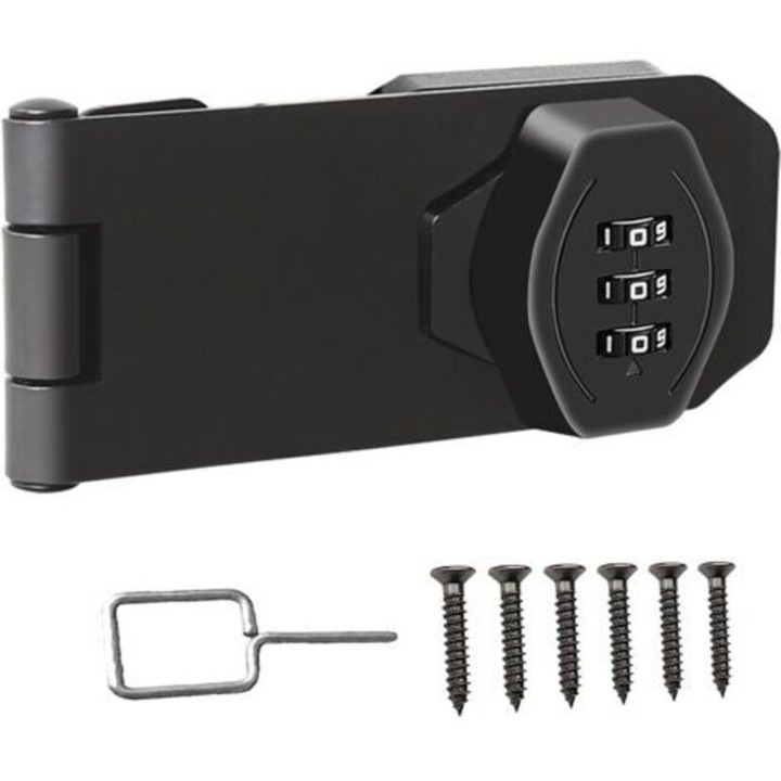 Broasca cu combinatie, metal, negru, 10x10cm, montare stanga-dreapta