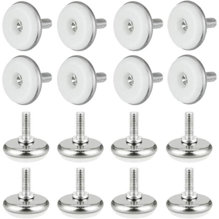 Picioare reglabile mobilier set 16 piese plastic metal alb 27.5x30mm