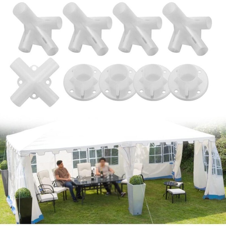 Комплект аксесоари за шатра 3x3м, 9 части, издръжлив, бял