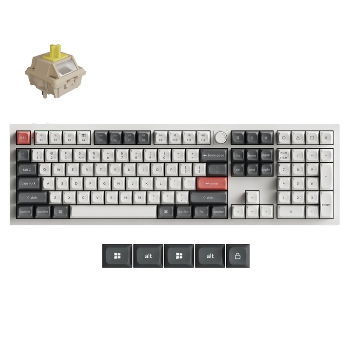 Keychron Q6 Ultra 8K безжична механична клавиатура, Alb, Silk POM Banana, Q6U-P4
