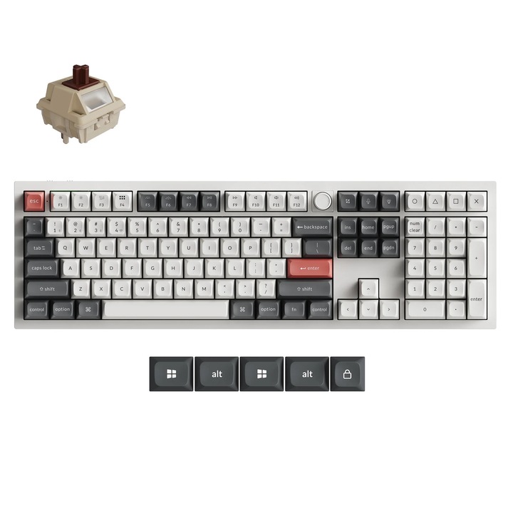 Keychron Q6 Ultra 8K Безжична механична клавиатура Alb, Silk POM Brown, Q6U-P3