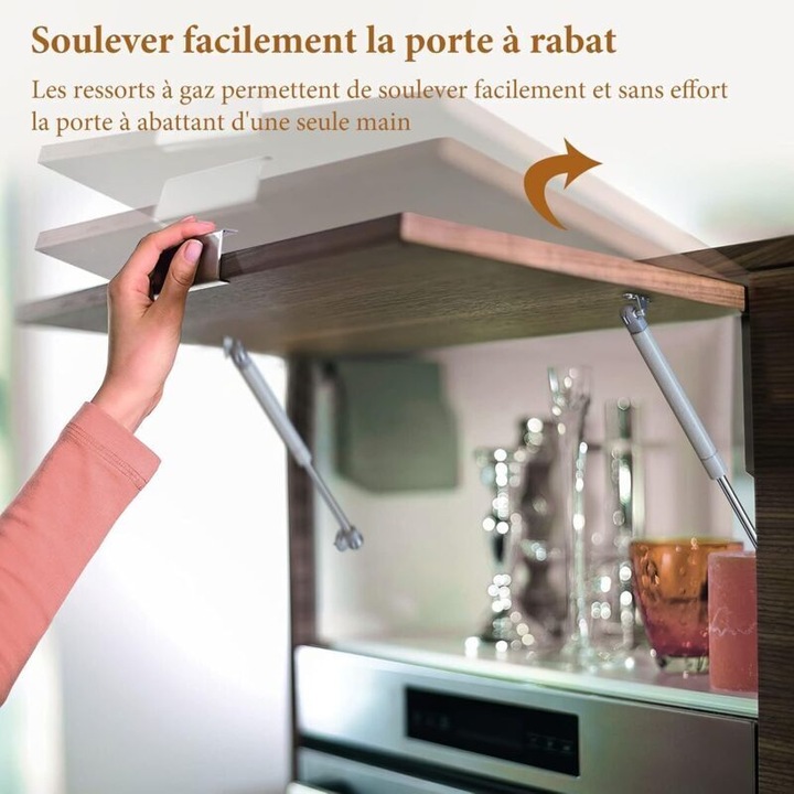 Set 4 amortizoare hidraulice usi mobilier 100N 265x145mm