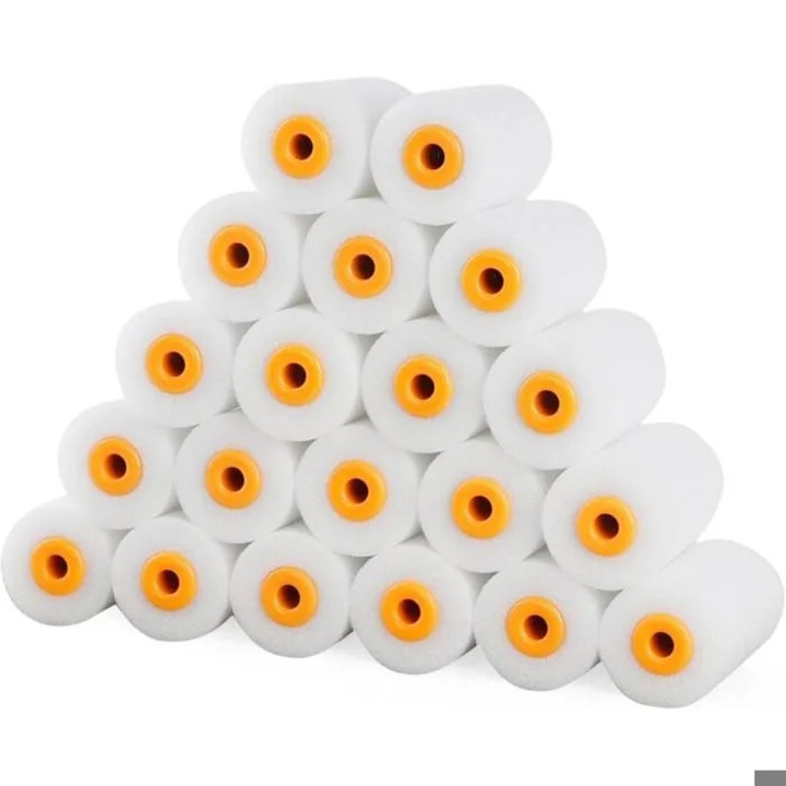 Set 20 role mini vopsea, burete dens, 5.6cm, alb