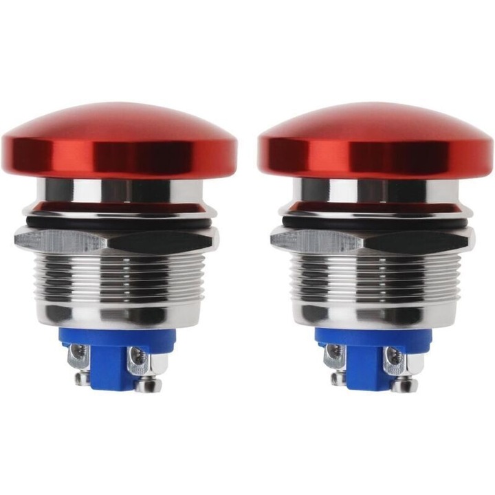 2 db nyomógombos kapcsoló készlet 22mm alumínium piros IP65 250V 3A