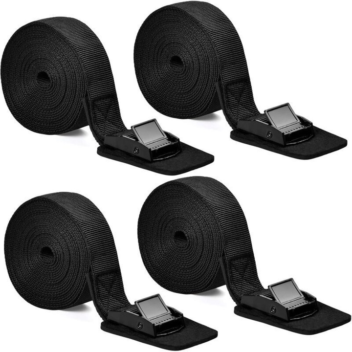 Set 4 chingi fixare, 2.5x300cm, negru, reglabil