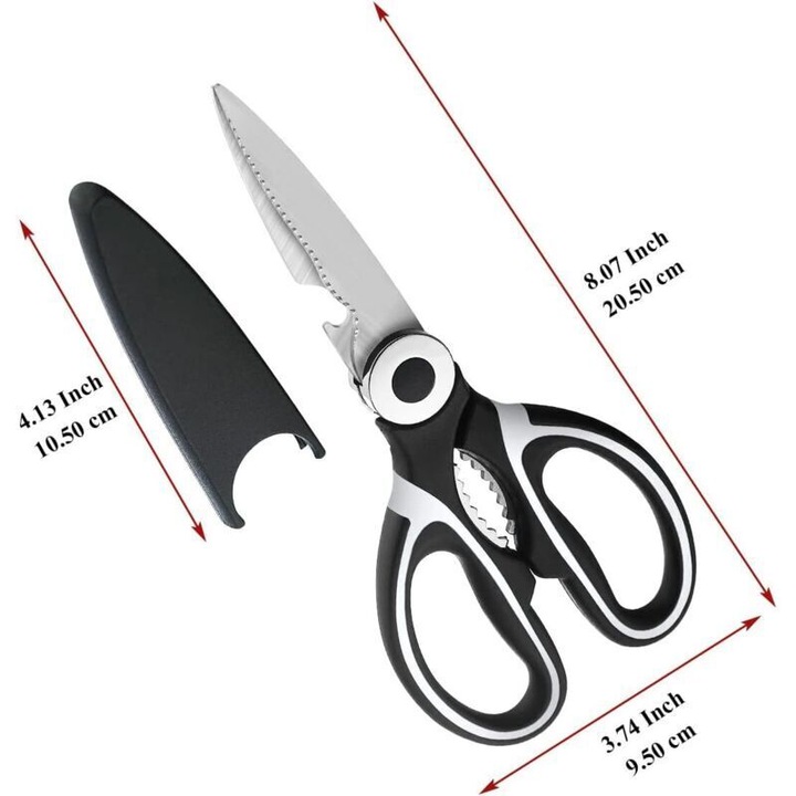 Foarfeci bucatarie 2 piese inox 25x9.8cm multifunctionale ergonomice