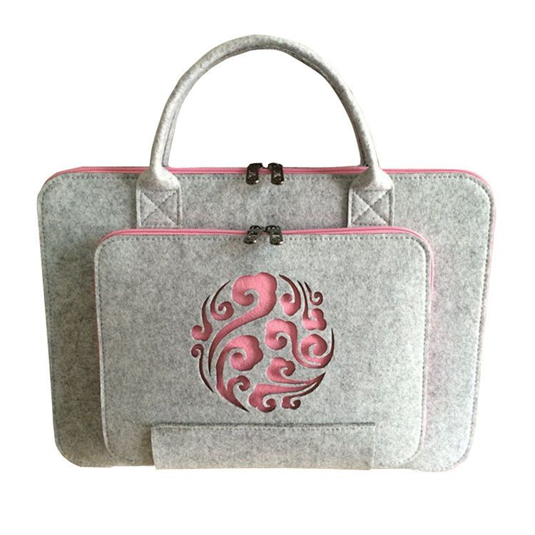 Geanta Laptop Din Fetru, Model Nor Chinezesc, Roz, 14 Inch