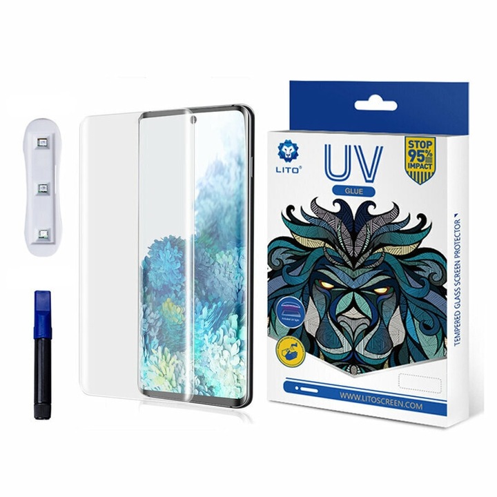 Folie sticla curbata pentru Samsung Galaxy S22 Ultra, Lito UV Glue, Transparenta