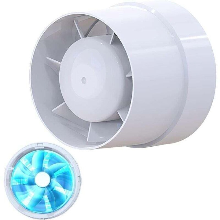 Csendes elszívó ventilátor 104mm, 130m/h, 12W, fehér