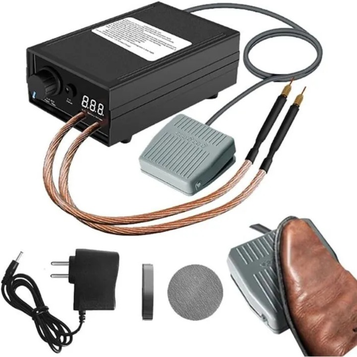 Hordozható ponthegesztő gép 8000W, 9600mAh akkumulátor, LCD kijelző, fekete