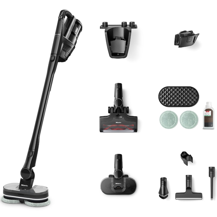 Aspirator vertical Miele Triflex HX3 Aqua, 3 in 1, 25,2 V, 0,5 l, autonomie 70 min, Negru Obsidian