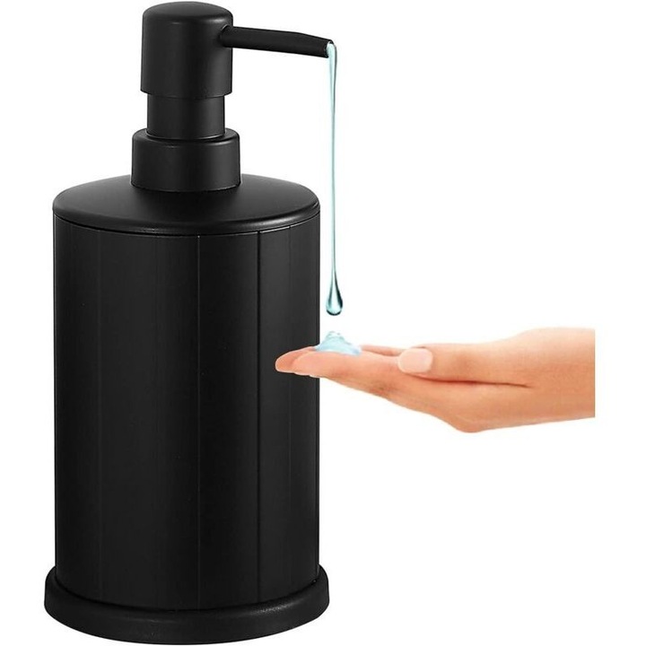 Dispenser sapun negru 500ml aluminiu 9x9x17cm