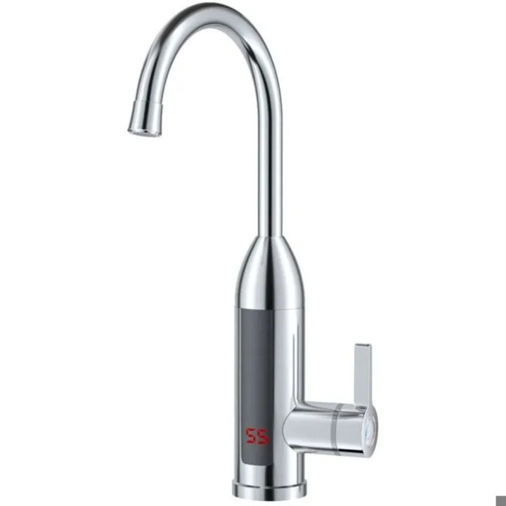 Кран за топла вода моментален 3000W инокс регулируем LED 30-60C