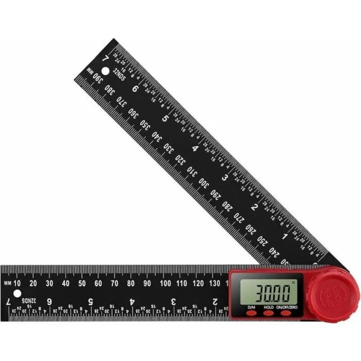 Digitális szögmérő vonalzó 200mm, nagy LCD kijelző, strapabíró, könnyű
