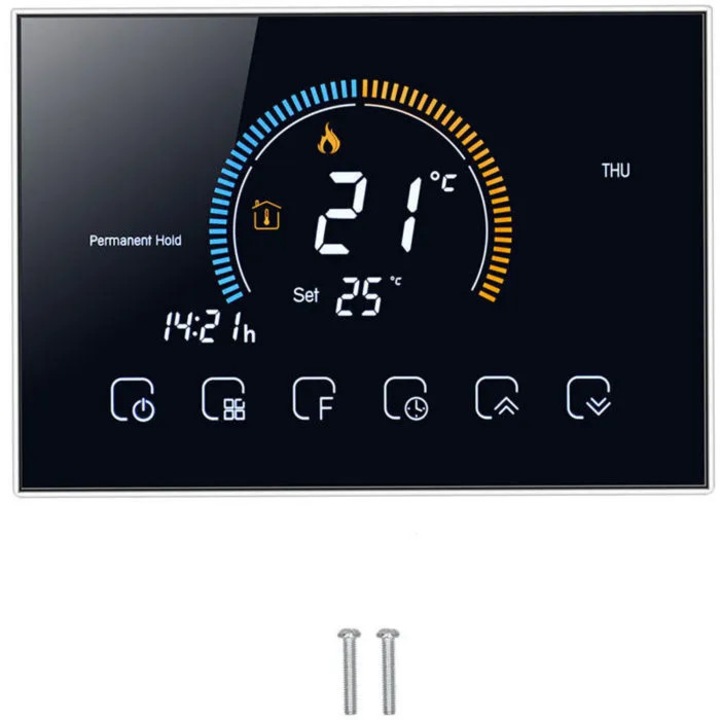 Termostat inteligent ecran LCD tactil 4.8 inch negru