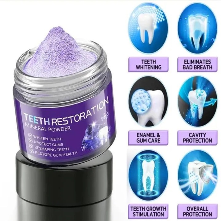 Pudra minerala pentru restaurarea dintilor, pulbere reparatoare, alba, 50g