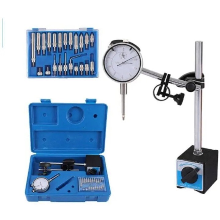 Comparatoare cu baza magnetica, 0-10mm, metal, 60mm, 50x50x65mm, 29x19x7cm, set