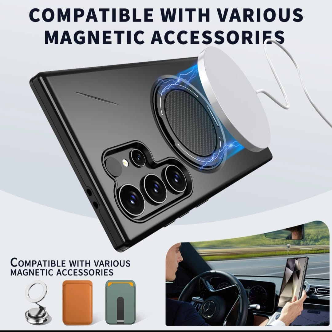 Husa Pentru Samsung Galaxy S24 Ultra Magnetica cu Ring Kickstand, Protectie TPU + Policarbonat Dur, Suport Video, Protectie Butoane, Antisoc, Neagra