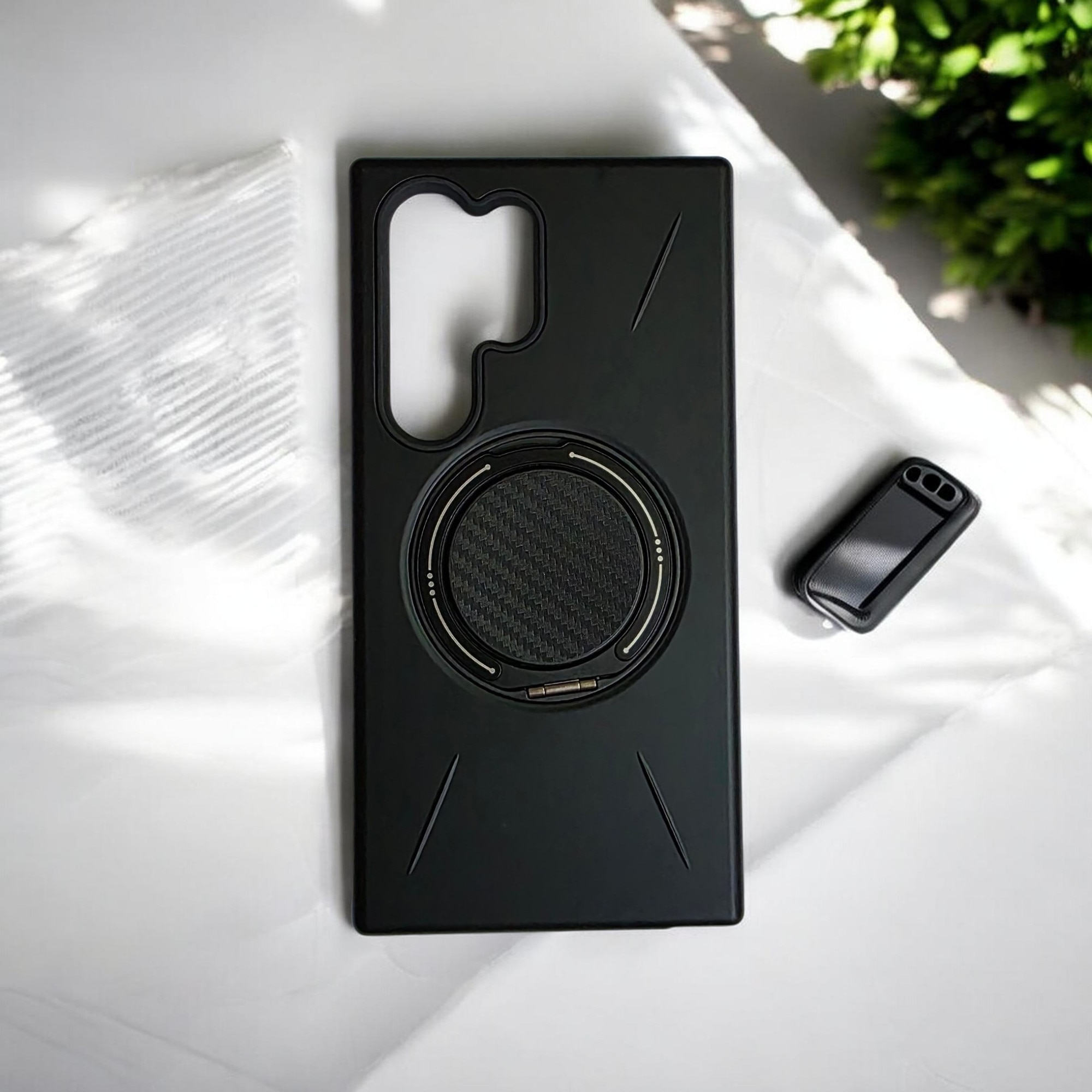 Husa Pentru Samsung Galaxy S24 Ultra Magnetica cu Ring Kickstand, Protectie TPU + Policarbonat Dur, Suport Video, Protectie Butoane, Antisoc, Neagra