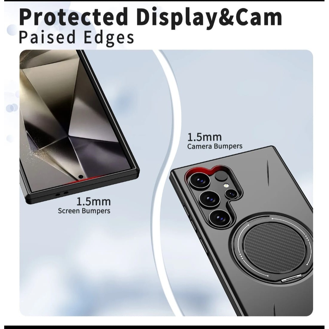 Husa Pentru Samsung Galaxy S24 Ultra Magnetica cu Ring Kickstand, Protectie TPU + Policarbonat Dur, Suport Video, Protectie Butoane, Antisoc, Neagra